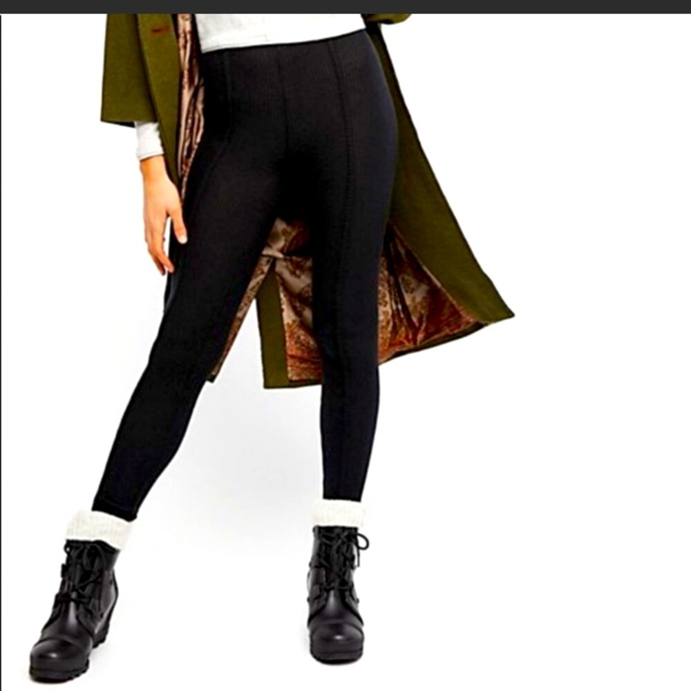 NWTFree People Warm Nights Black Ribbed Leggings